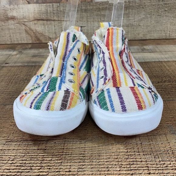 Corkys Rainbow Striped Babalu Canvas Shoes - Picture 2 of 11